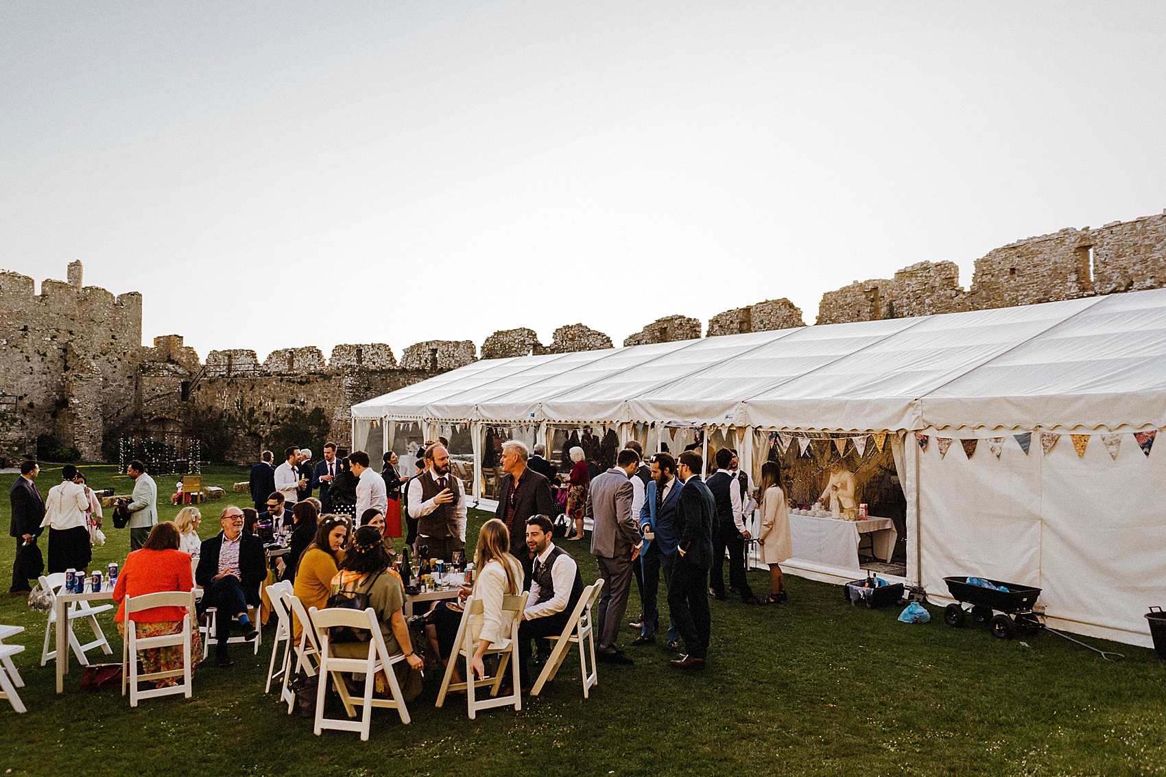 Blush pink Catherine Deane wedding dress  - A Blush Pink Catherine Deane Dress for a Welsh Castle Wedding With 700 Japanese Origami Paper Cranes