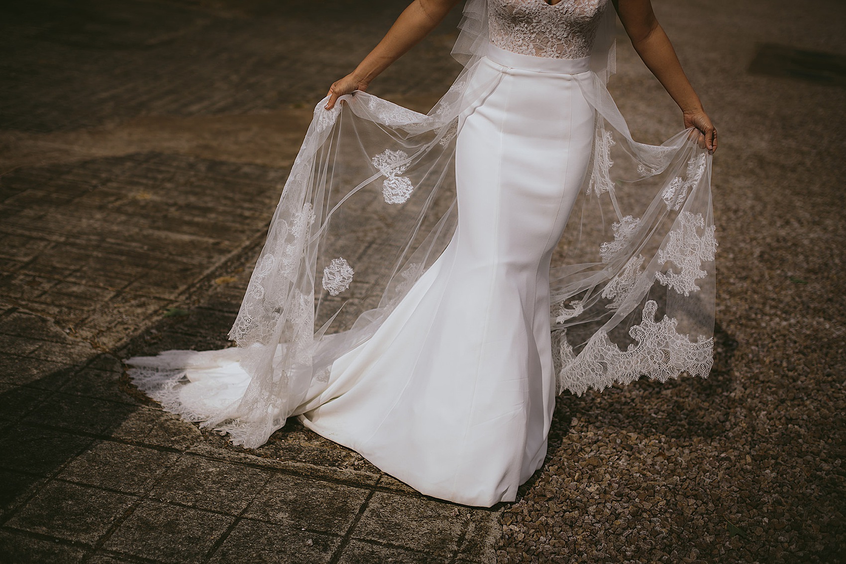 Elegant Caroline Castigliano bride  - A Caroline Castigliano Dress with a Lace Overskirt for a Contemporary Classic Black + Gold Barn Wedding