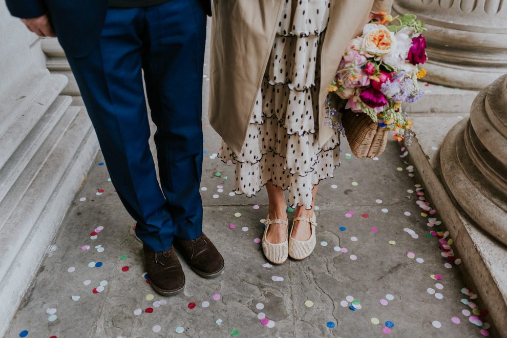 A Ruffled Polka Dot Dress and Vintage Wicker Bag for an Intimate, Rainy Day London Wedding with Afternoon Tea 10 KirstenMark 23