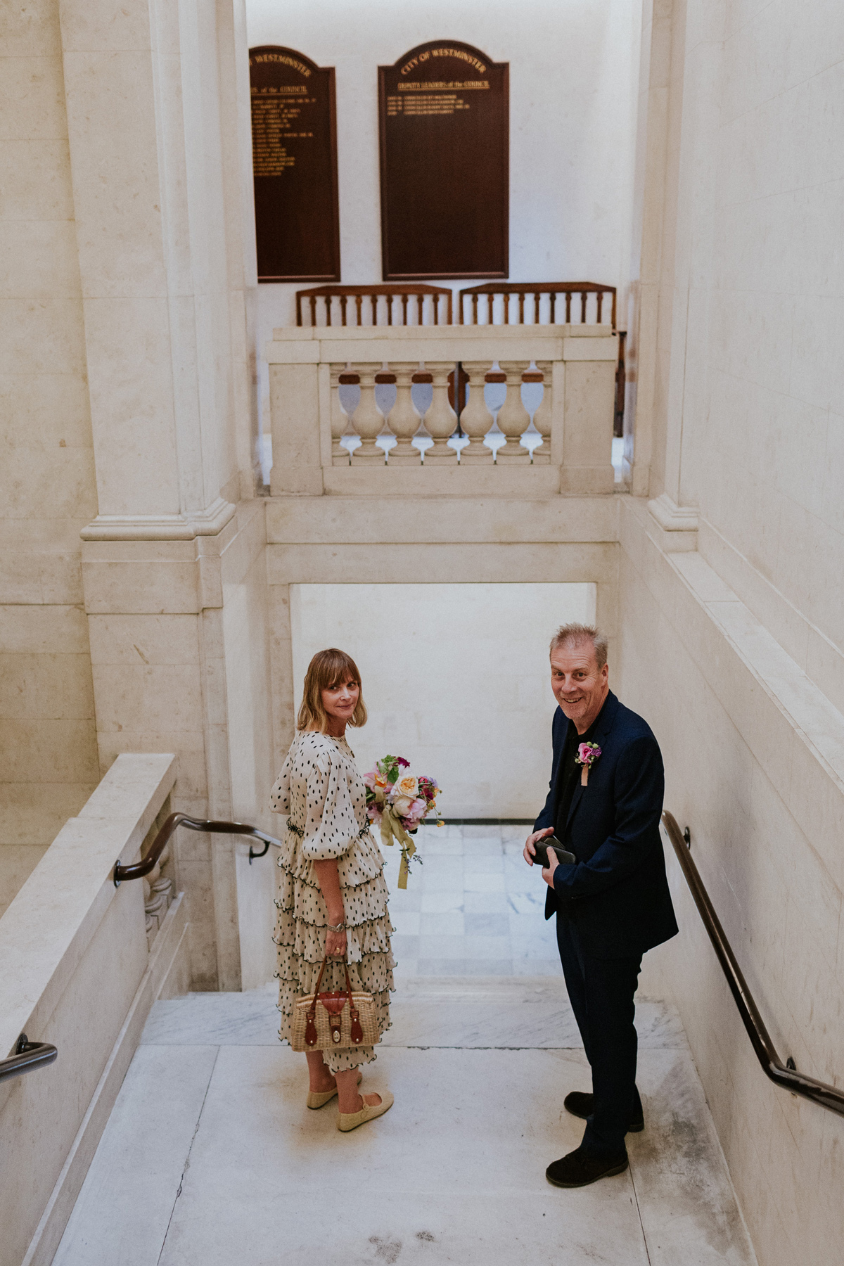 Polka dot dress intimate London wedding 11