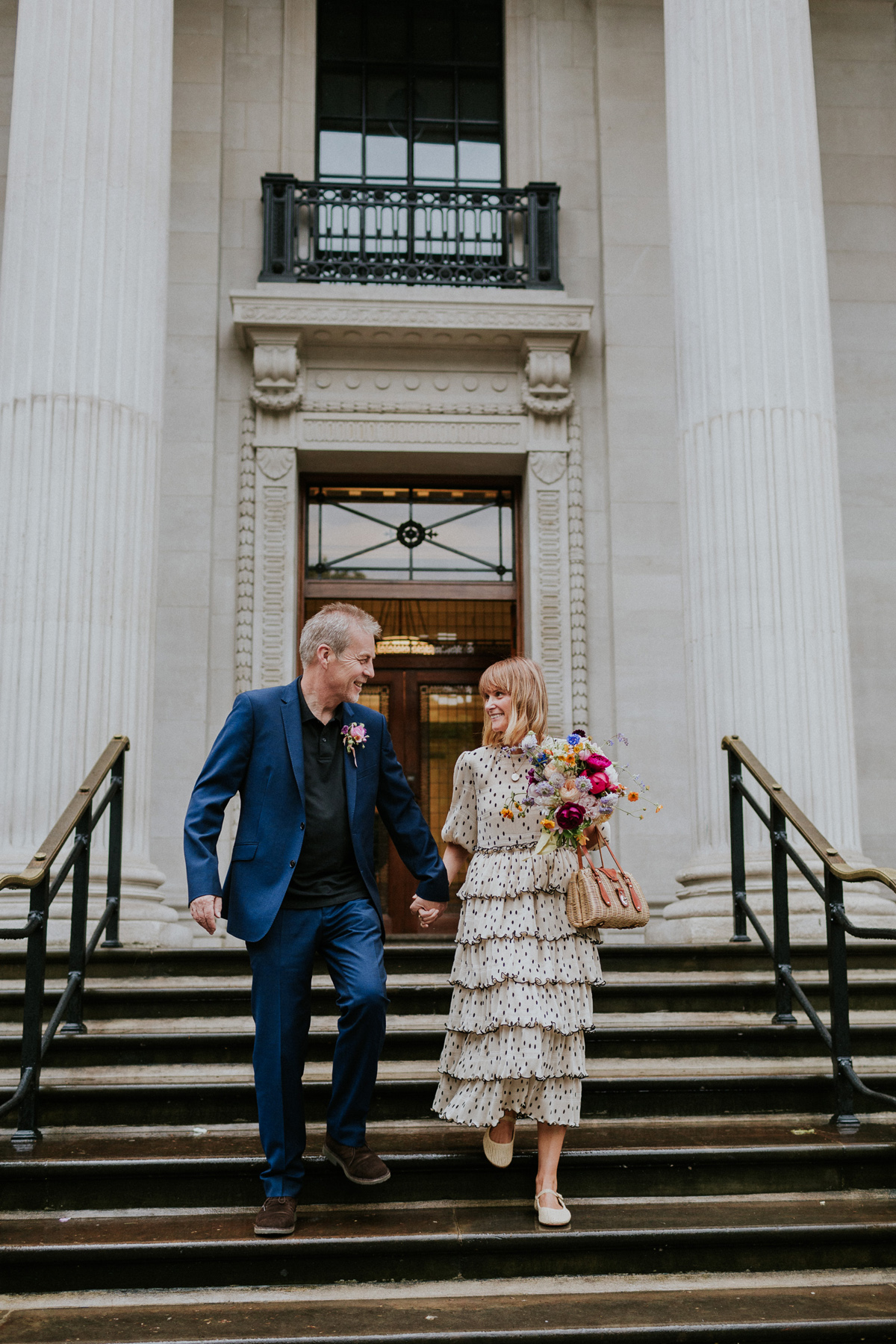 Polka dot dress intimate London wedding 14