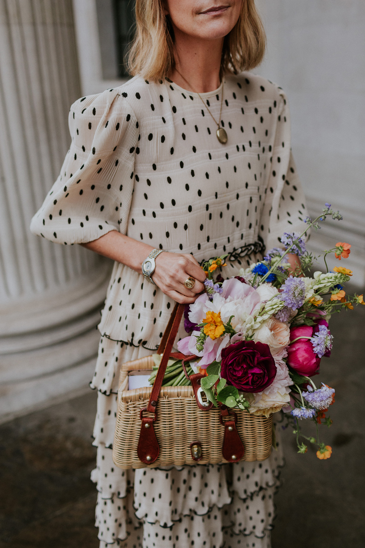 Polka dot dress intimate London wedding 15