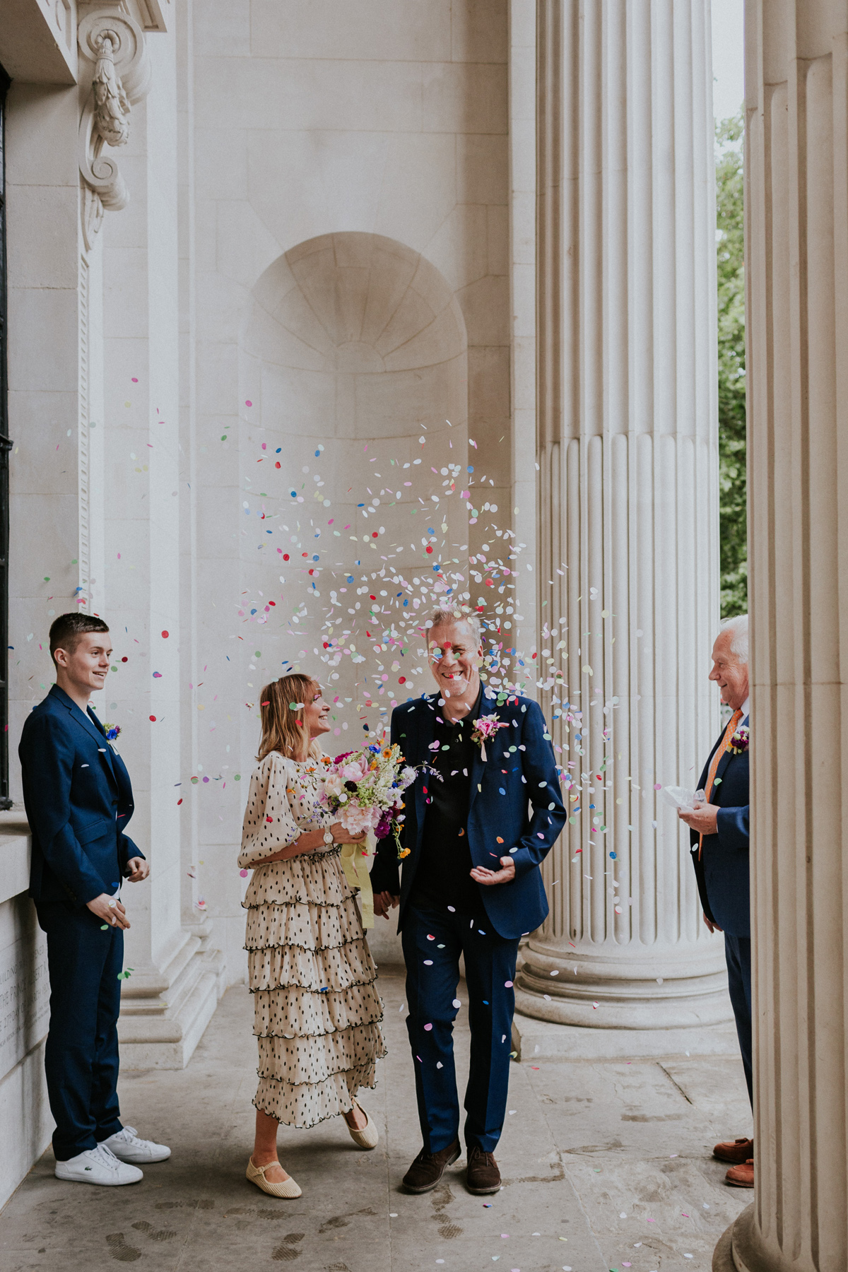 Polka dot dress intimate London wedding 21