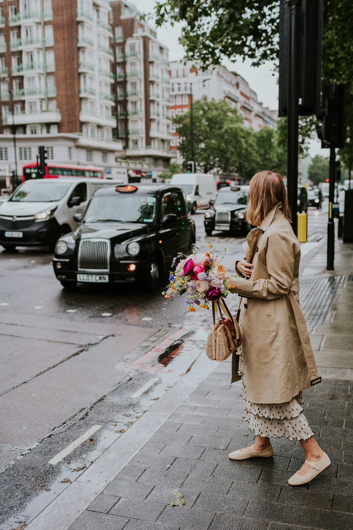 Polka dot dress intimate London wedding 24