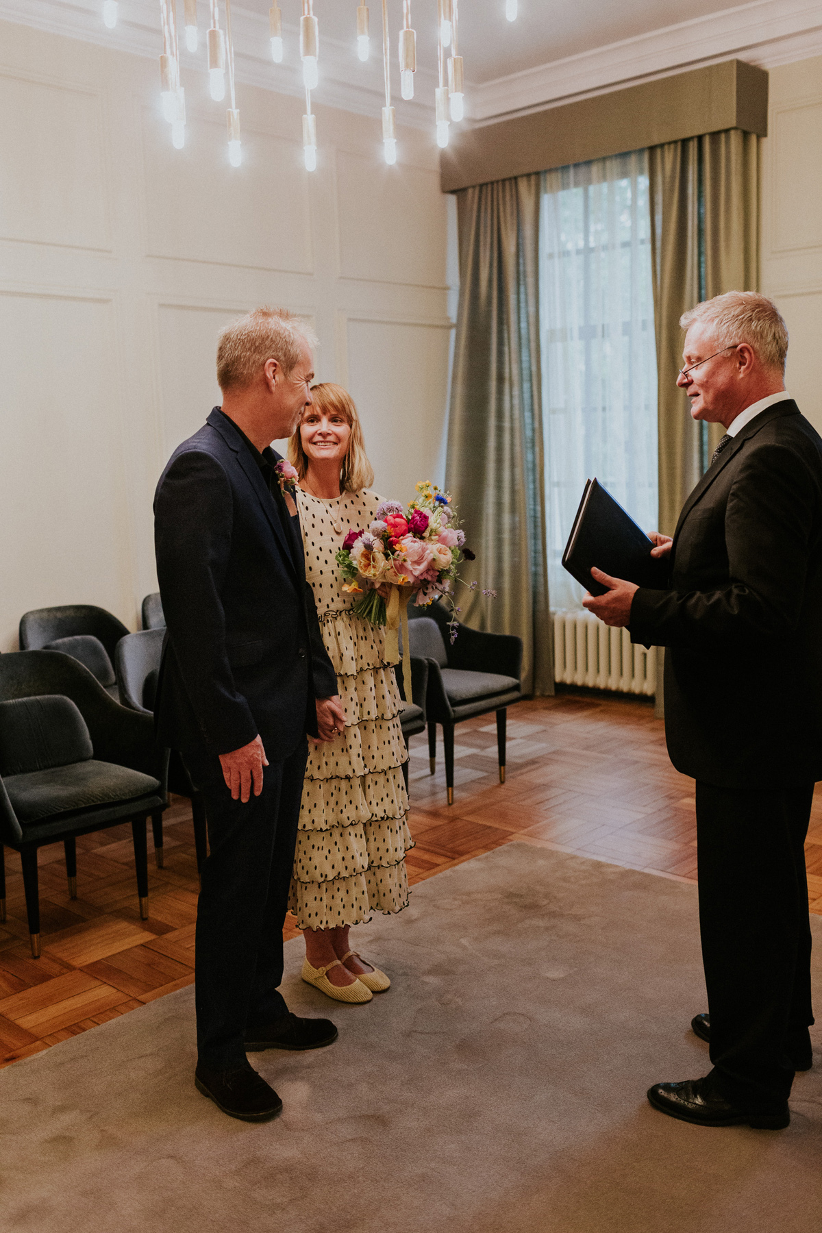 Polka dot dress intimate London wedding 3