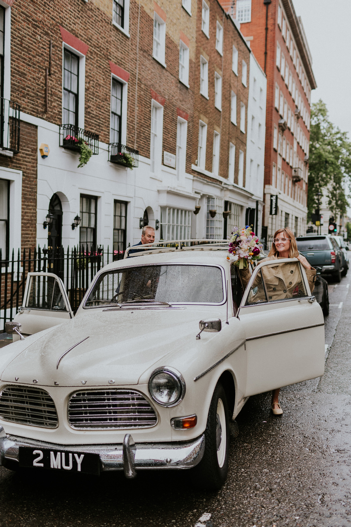 Polka dot dress intimate London wedding  - A Ruffled Polka Dot Dress and Vintage Wicker Bag for an Intimate, Rainy Day London Wedding with Afternoon Tea