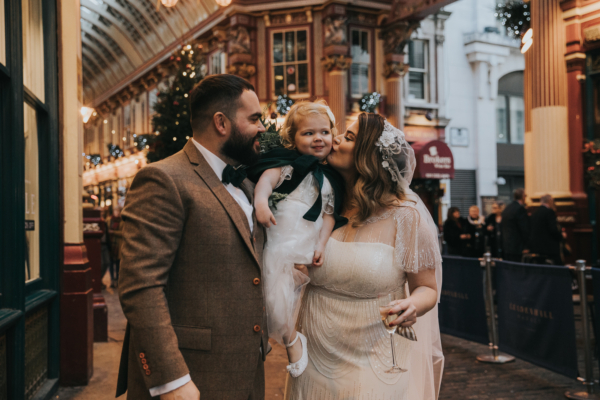A Christmas Wedding In The City with A Beaded Jenny Packham Dress, Green Foliage + Elegant Vintage Vibes