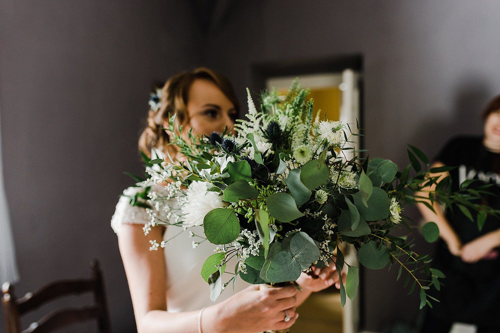 Pronovias cap sleeve dress Anglesey wedding  - Pronovias Elegance for a Modern, Coastal Country House Party Wedding on the Isle of Anglesey