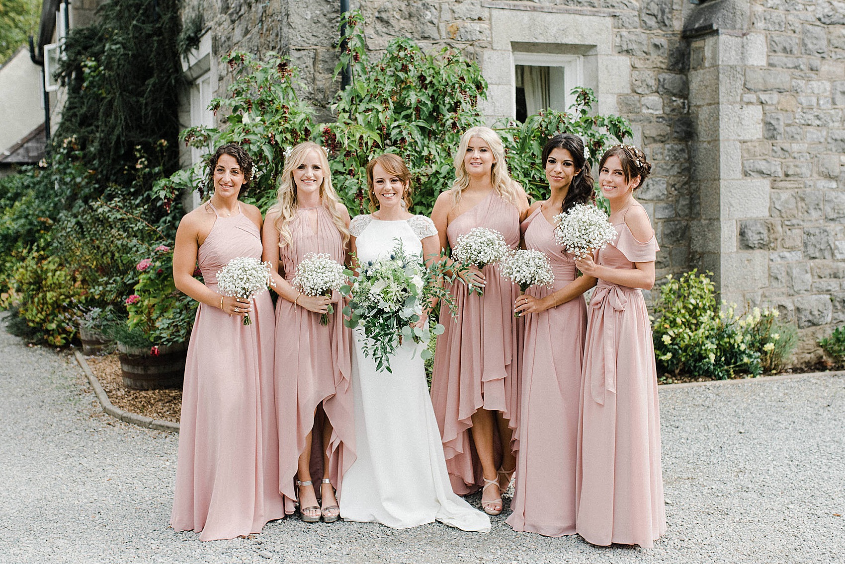 Pronovias cap sleeve dress Anglesey wedding  - Pronovias Elegance for a Modern, Coastal Country House Party Wedding on the Isle of Anglesey