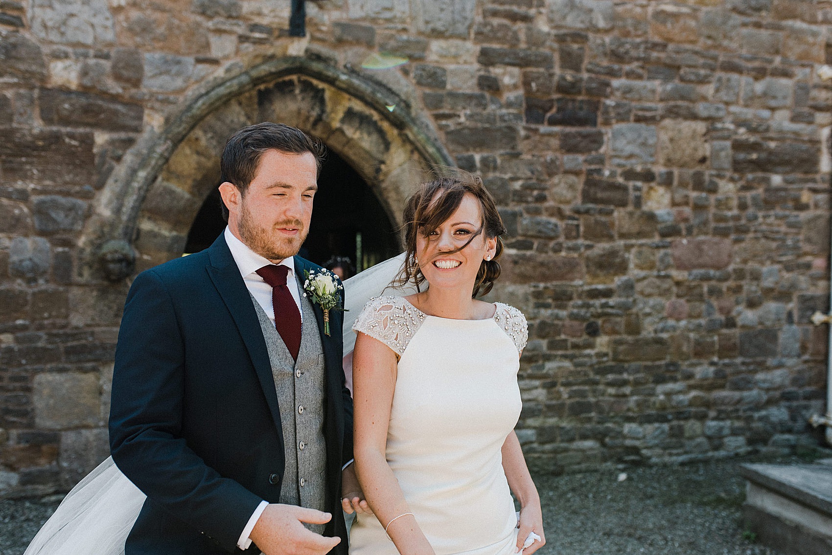 Pronovias cap sleeve dress Anglesey wedding 33