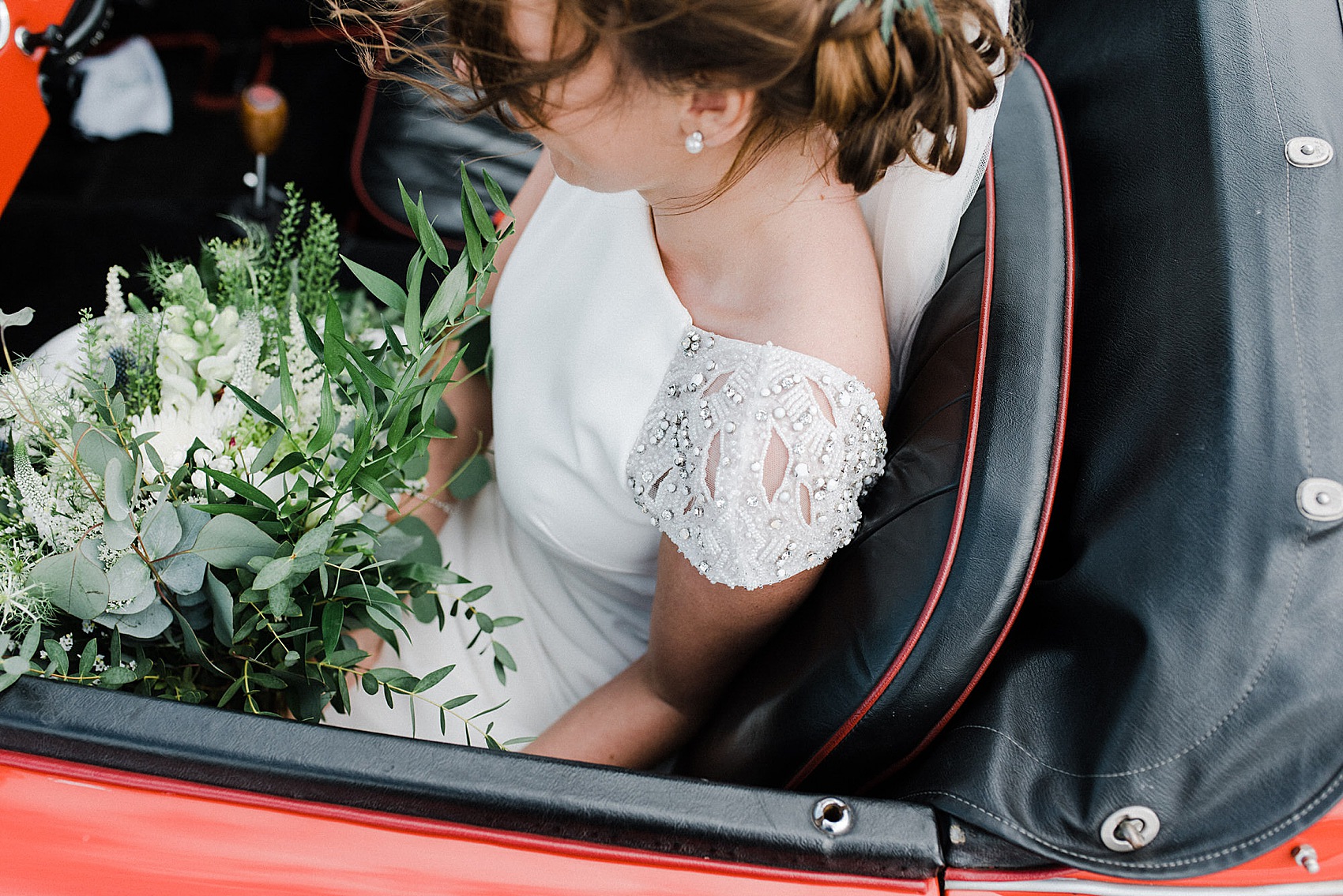 Pronovias cap sleeve dress Anglesey wedding  - Pronovias Elegance for a Modern, Coastal Country House Party Wedding on the Isle of Anglesey