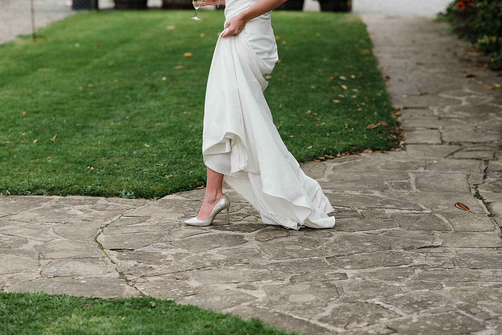 Pronovias cap sleeve dress Anglesey wedding  - Pronovias Elegance for a Modern, Coastal Country House Party Wedding on the Isle of Anglesey