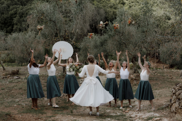 An Old Glamour + Nature Inspired Wedding in Italy with a Bride in Pin Curls + Two Vintage Dresses