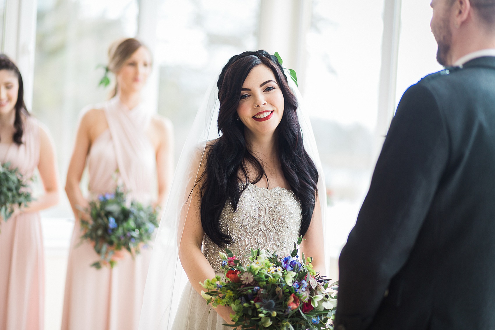 Sottero and Midgley dress whimsical village hall wedding Scotland 19