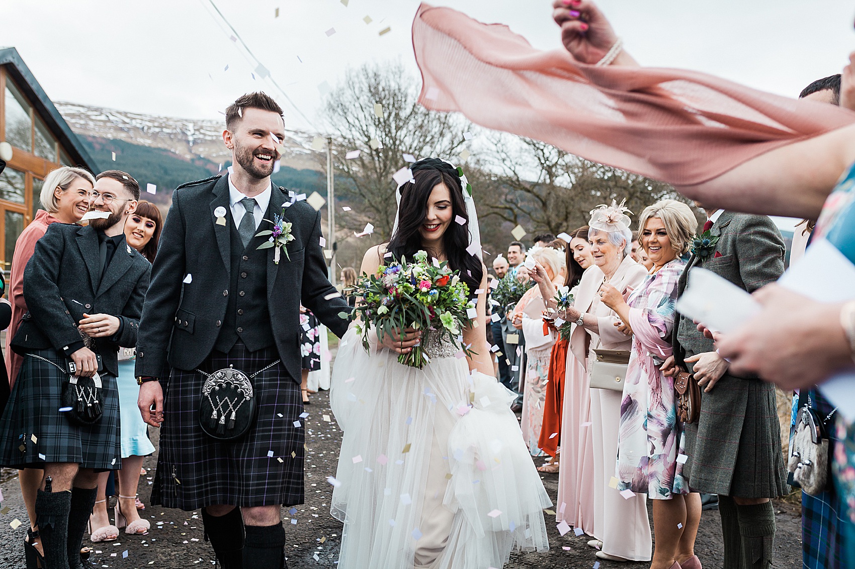 Sottero and Midgley dress whimsical village hall wedding Scotland 26