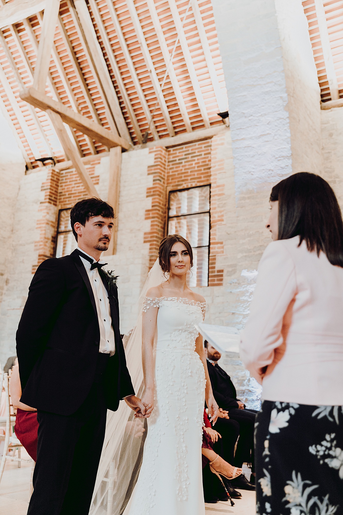 Stephanie Allin romantic Tithe Barn wedding Hampshire  - An Ethereal Stephanie Allin Dress and Veil for a Romantic, Black Tie Barn Wedding in Hampshire