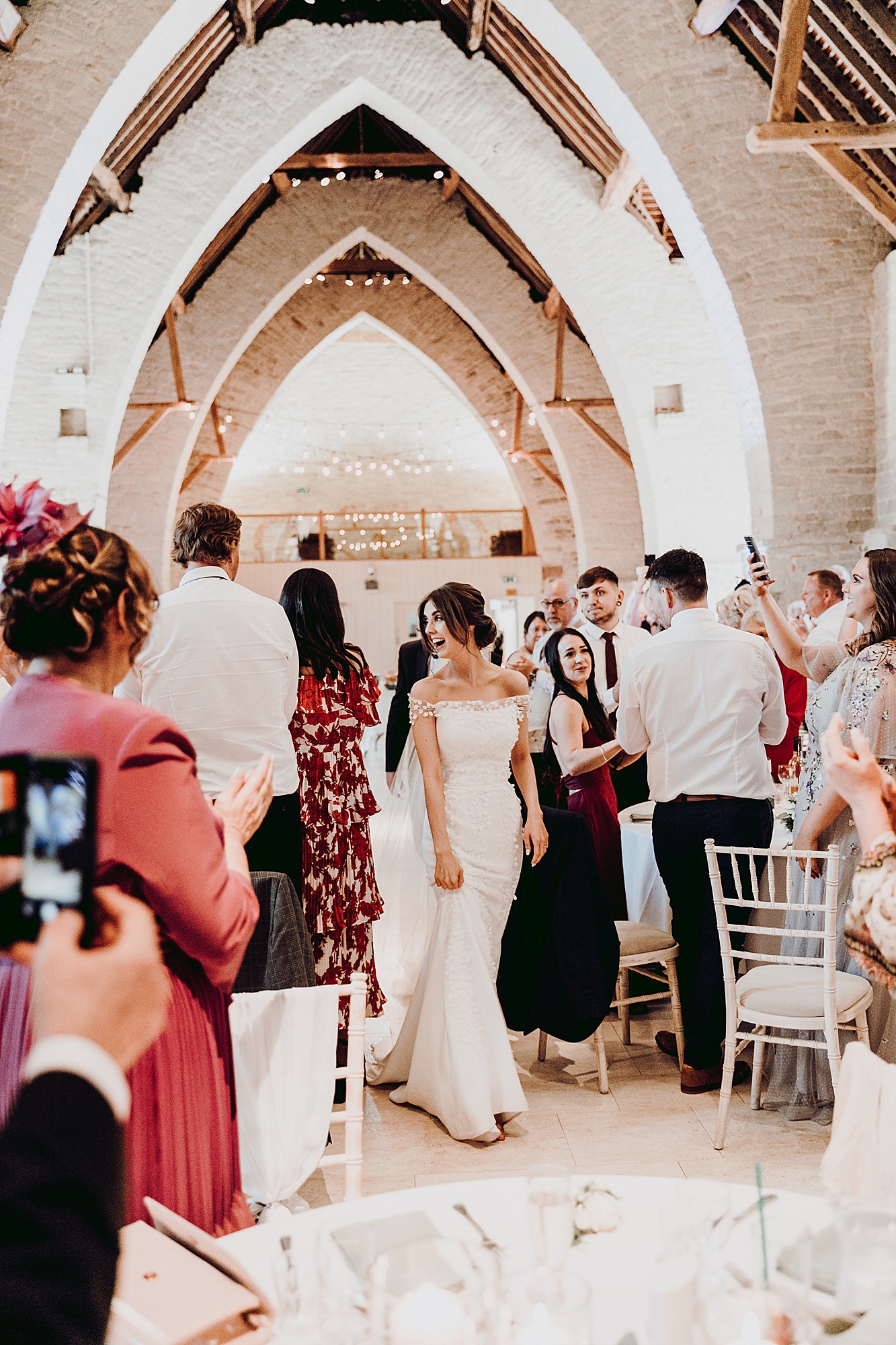 Stephanie Allin romantic Tithe Barn wedding Hampshire  - An Ethereal Stephanie Allin Dress and Veil for a Romantic, Black Tie Barn Wedding in Hampshire