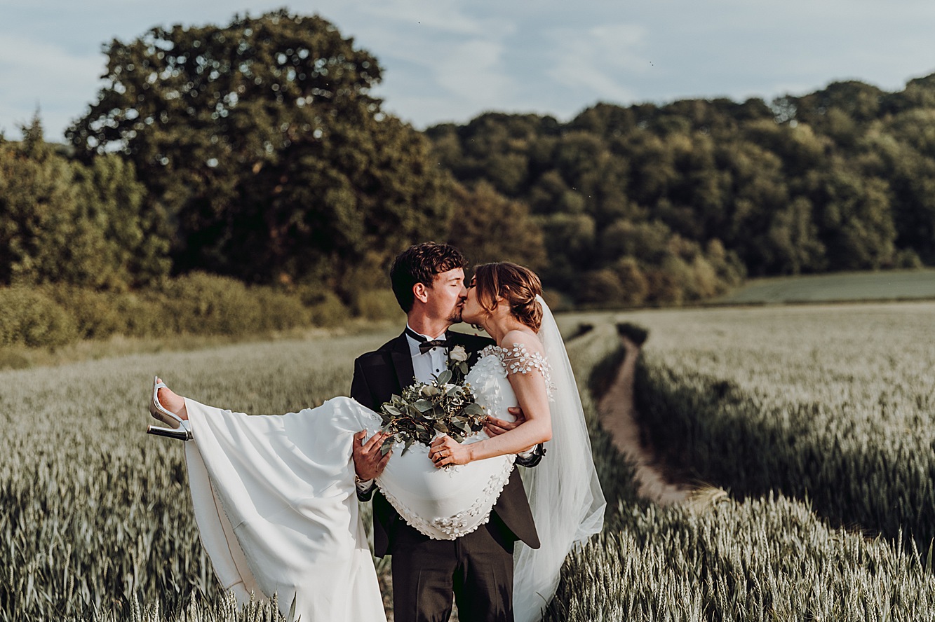 Stephanie Allin romantic Tithe Barn wedding Hampshire  - An Ethereal Stephanie Allin Dress and Veil for a Romantic, Black Tie Barn Wedding in Hampshire