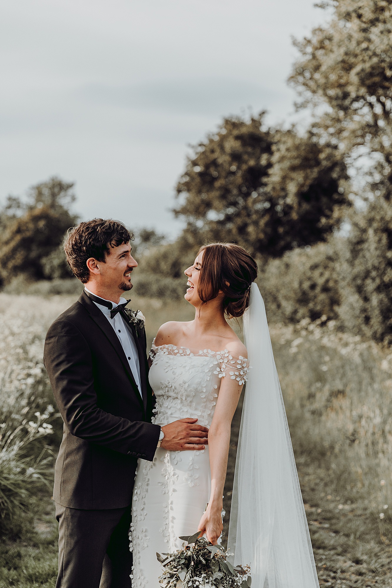 Stephanie Allin romantic Tithe Barn wedding Hampshire  - An Ethereal Stephanie Allin Dress and Veil for a Romantic, Black Tie Barn Wedding in Hampshire