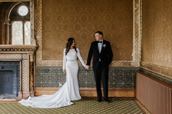 Black Tie + Blush For A Glamorous Wedding in a Historic Castle Setting