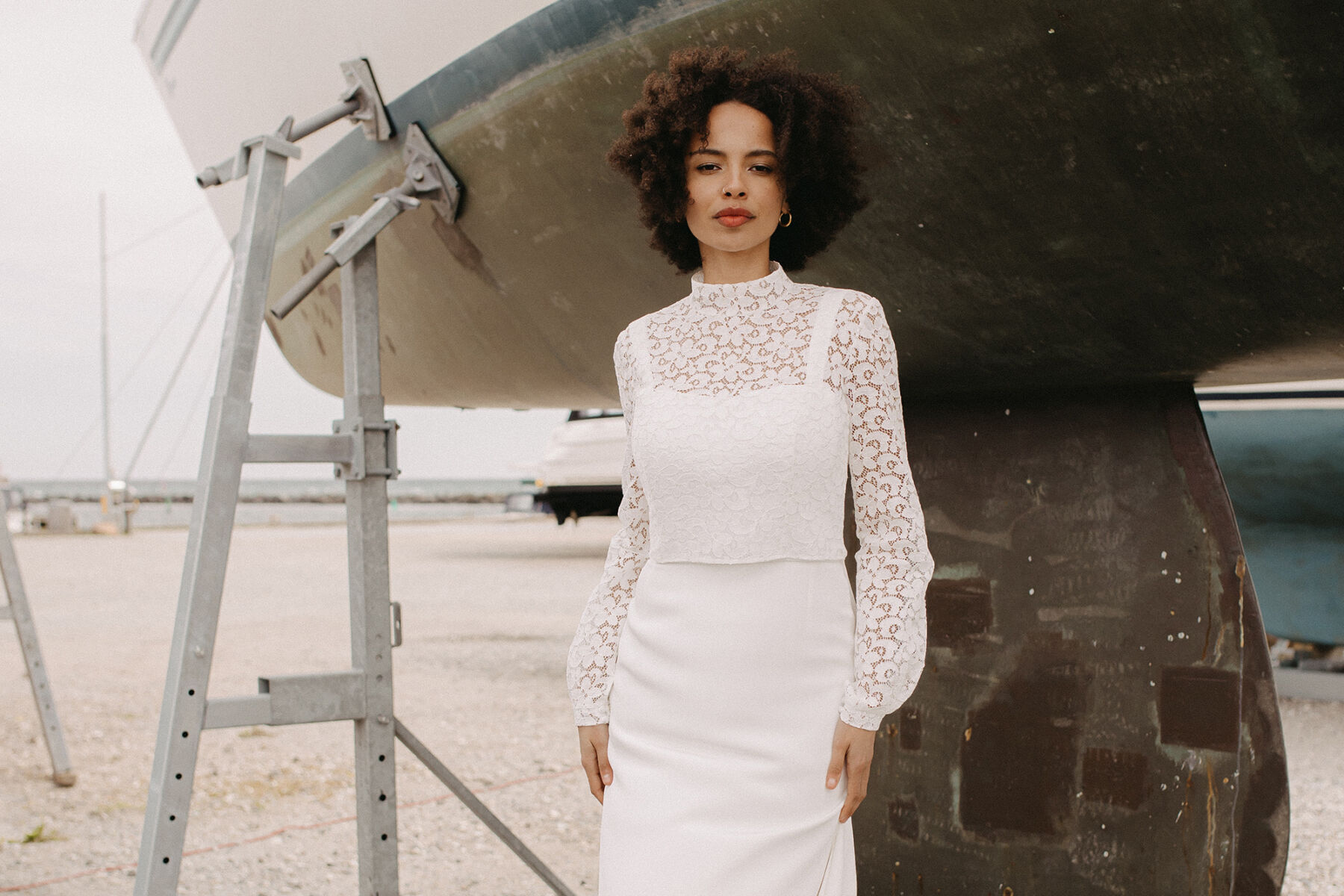 Susstainable Minimalist Mondern Wedding Dresses Andrea Hawkes Amaryllis Collection