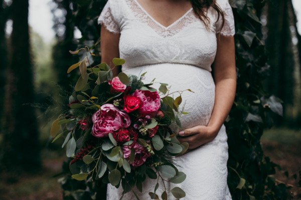 Portrait of a Modern, Stylish Pregnant Bride