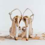 Freya Rose London mother of pearl high heel wedding shoes