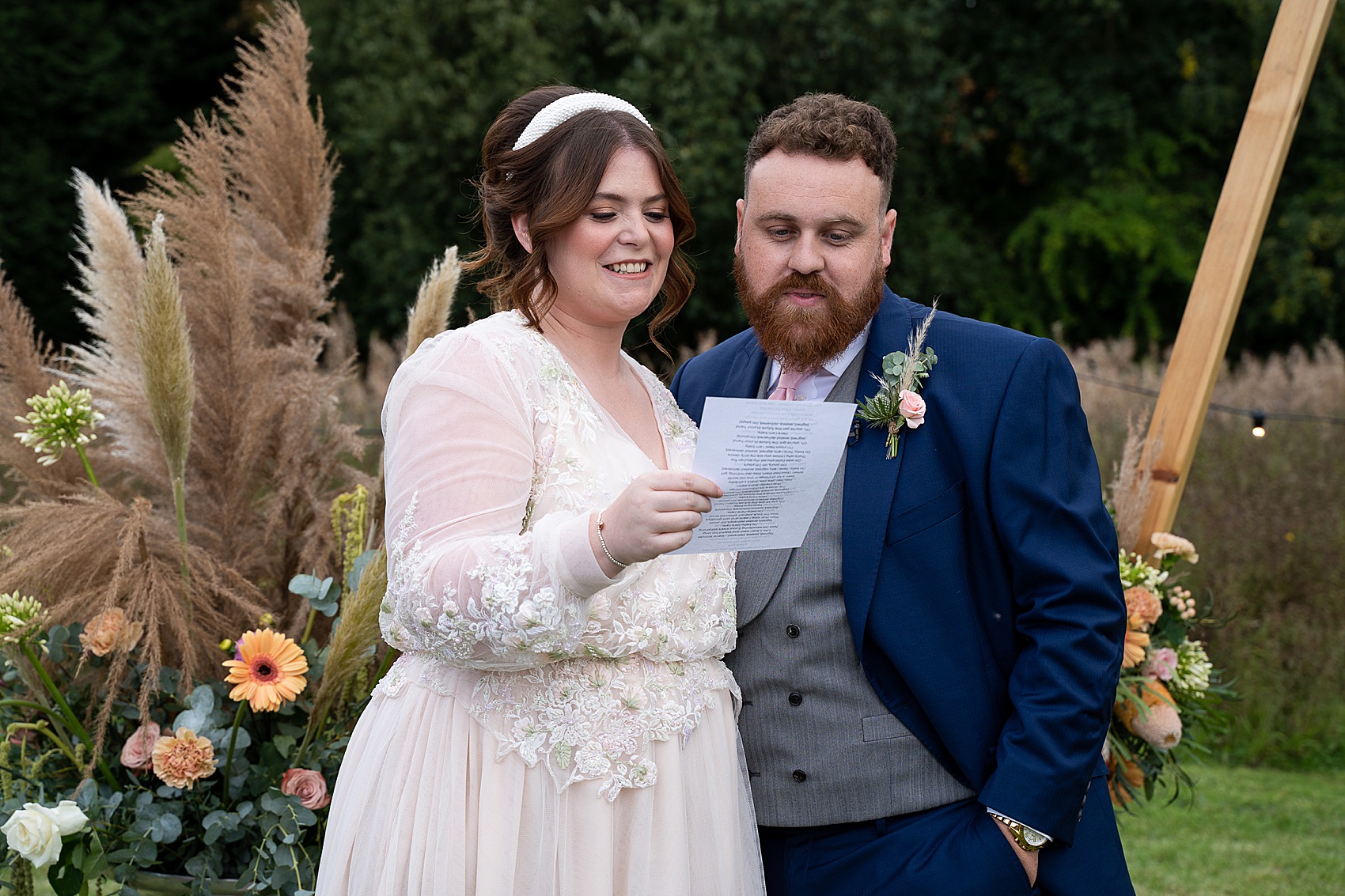 A Late Summer Meadow Wedding at Home with Pampas Grass Paper