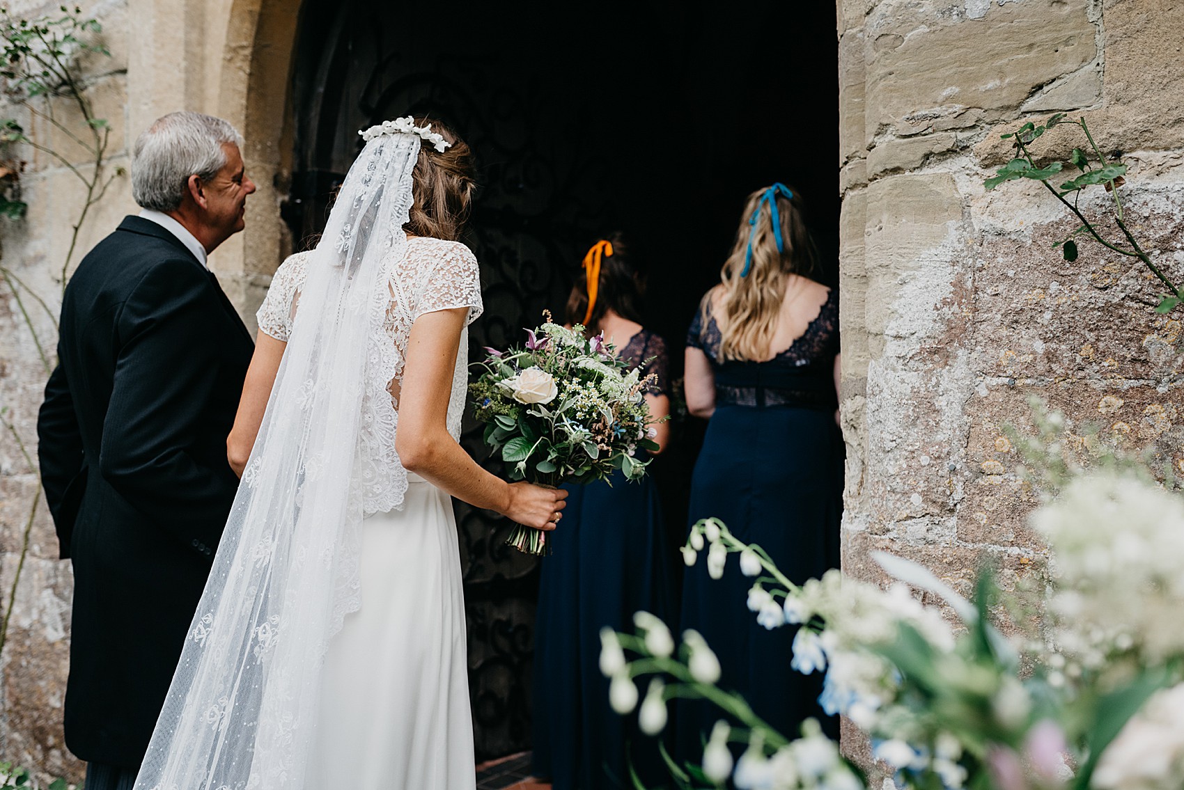 Laure de Sagazan bride wildflower marquee Wiltshire wedding 15