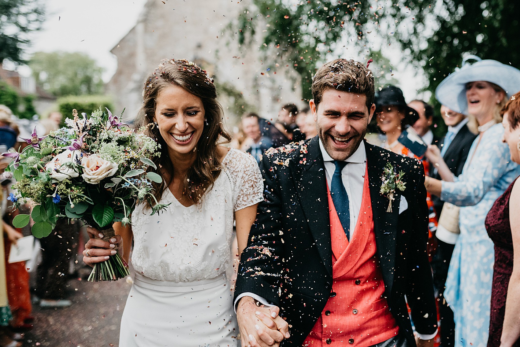 Laure de Sagazan bride wildflower marquee Wiltshire wedding 25