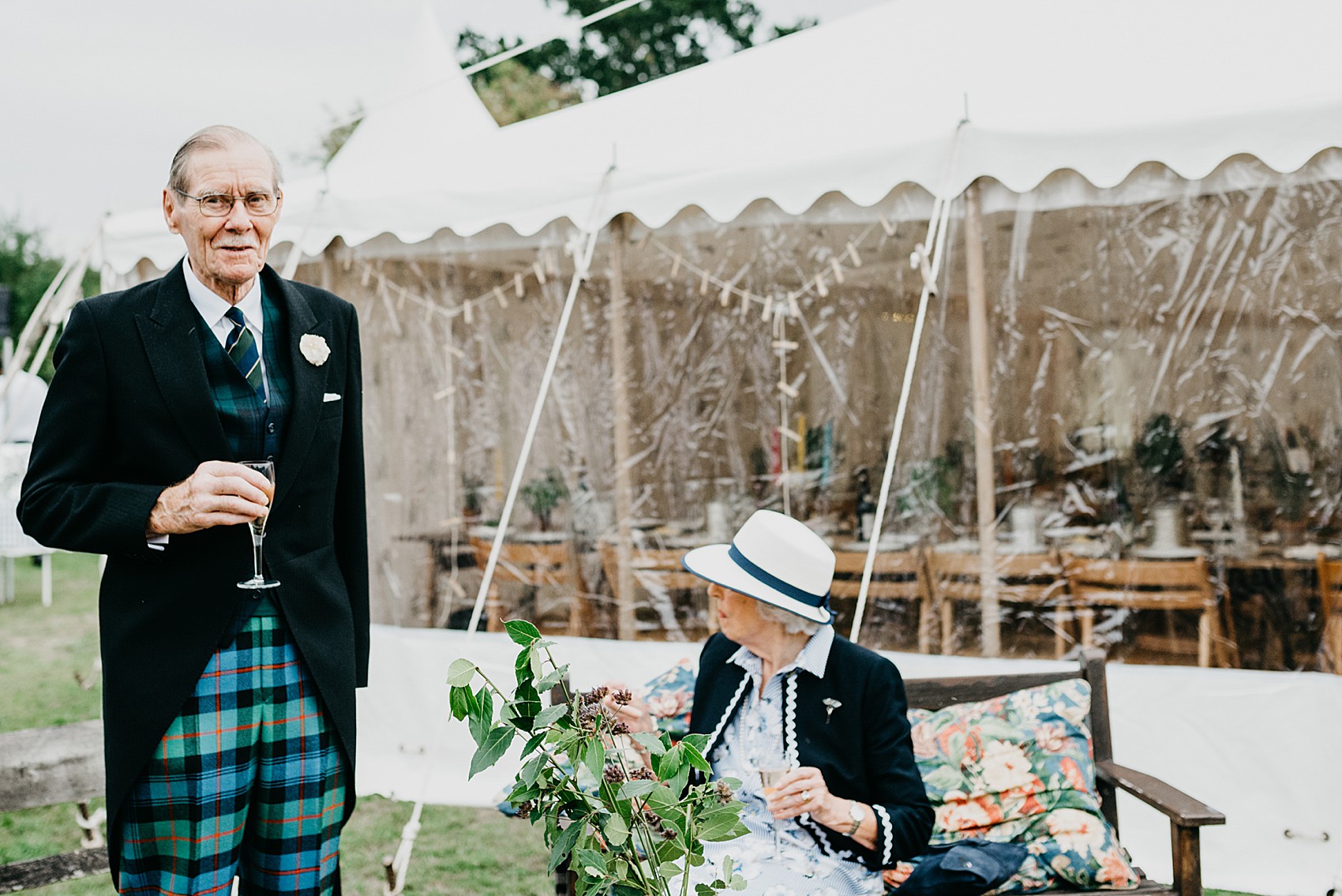 Laure de Sagazan bride wildflower marquee Wiltshire wedding 26