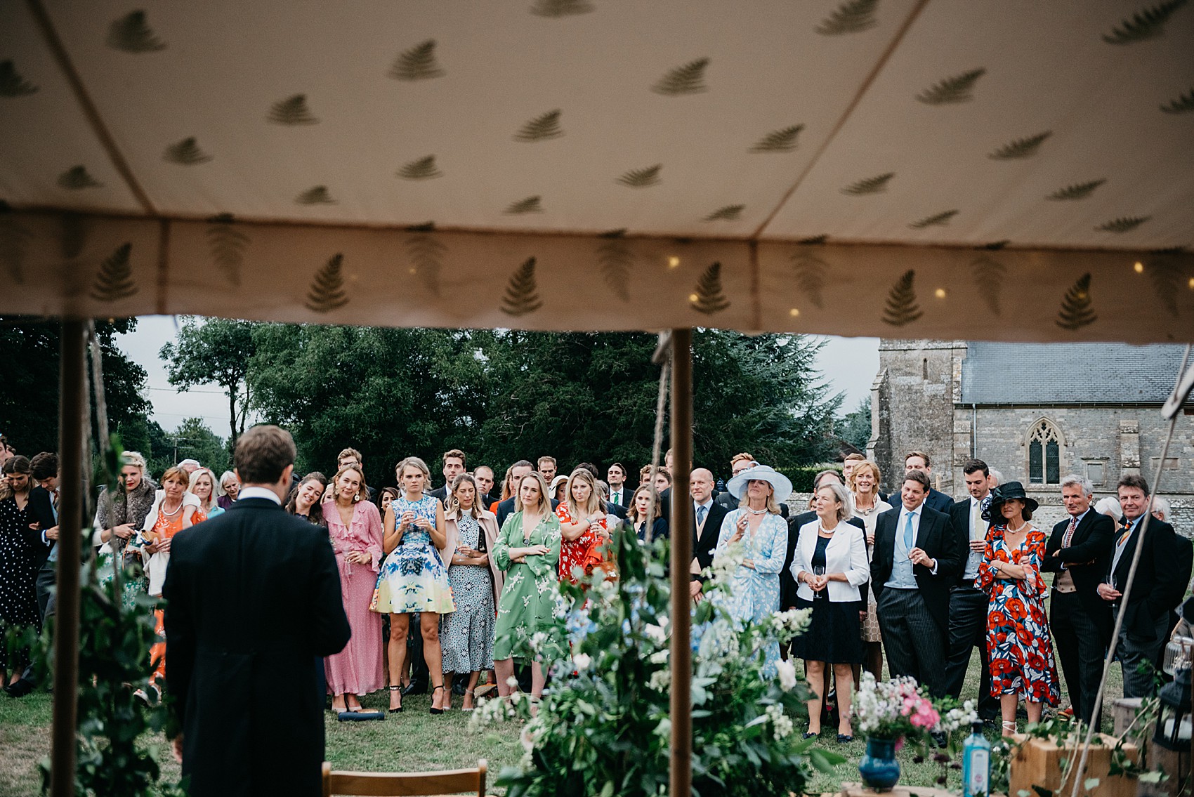 Laure de Sagazan bride wildflower marquee Wiltshire wedding 35