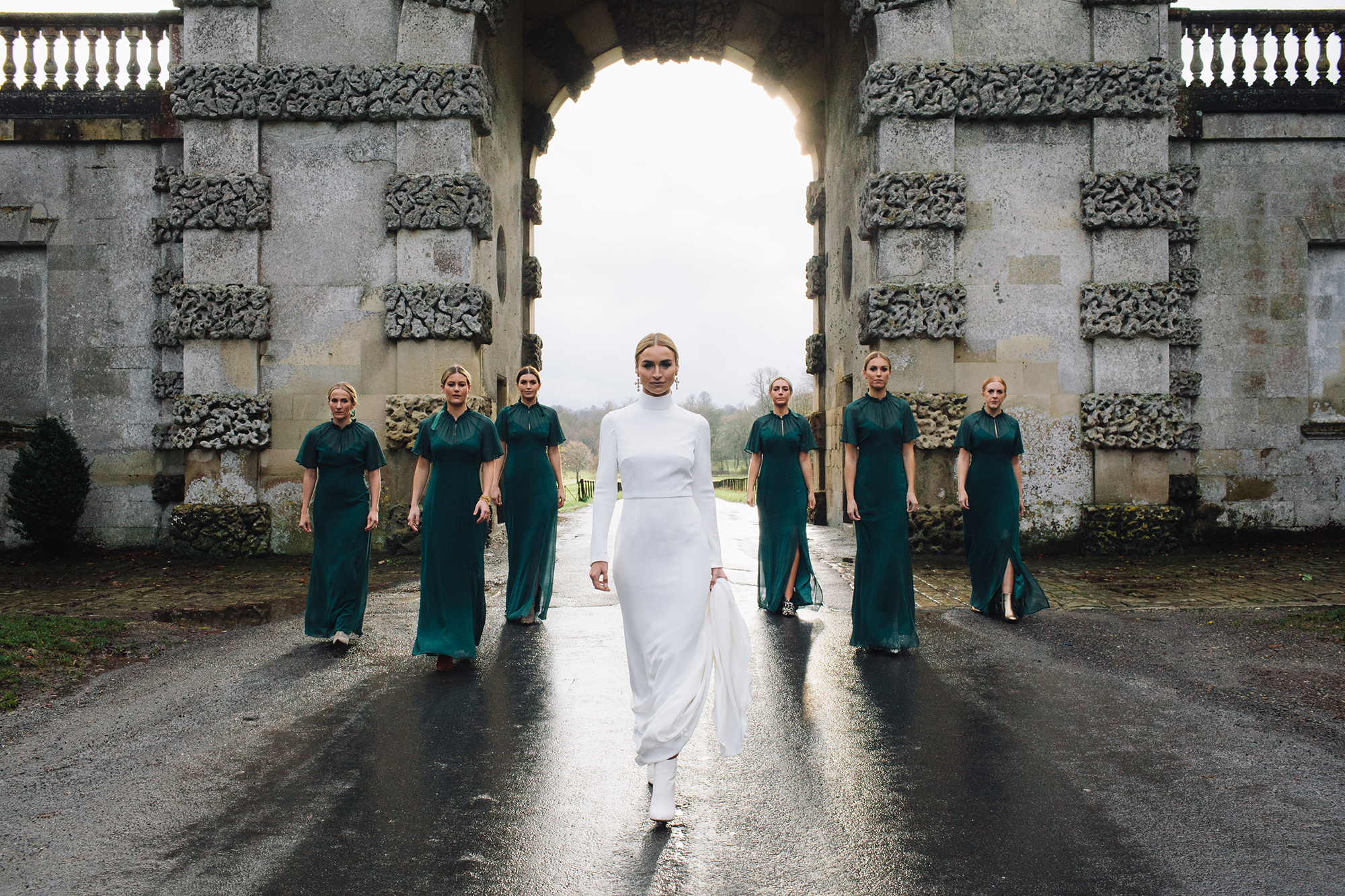 A Long Sleeved & Backless Andrea Hawkes Dress for a Cool, Contemporary, Candlelit + Cosy Christmas Wedding in Wiltshire 2 who run da world