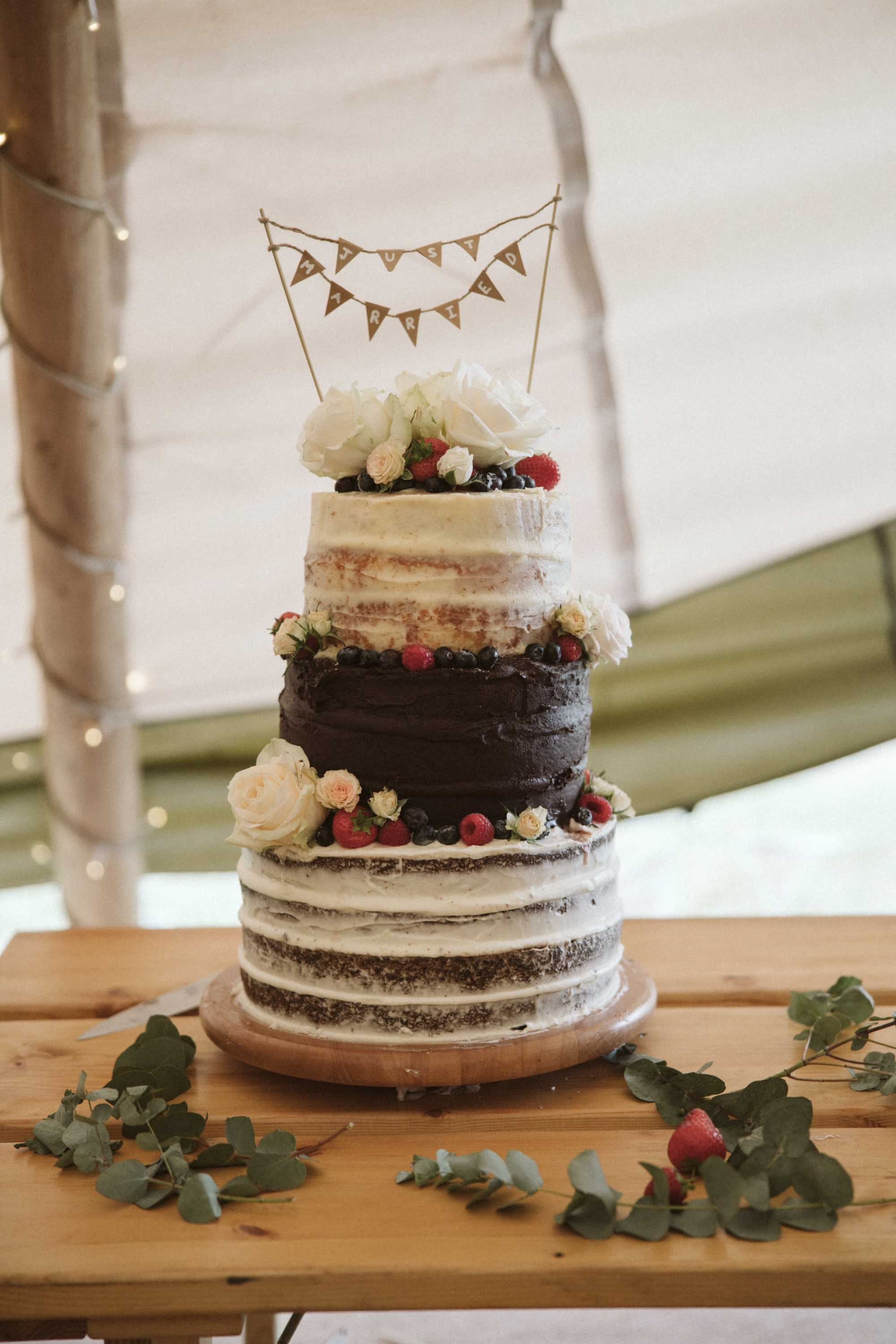 3 tier naked tipi wedding cake