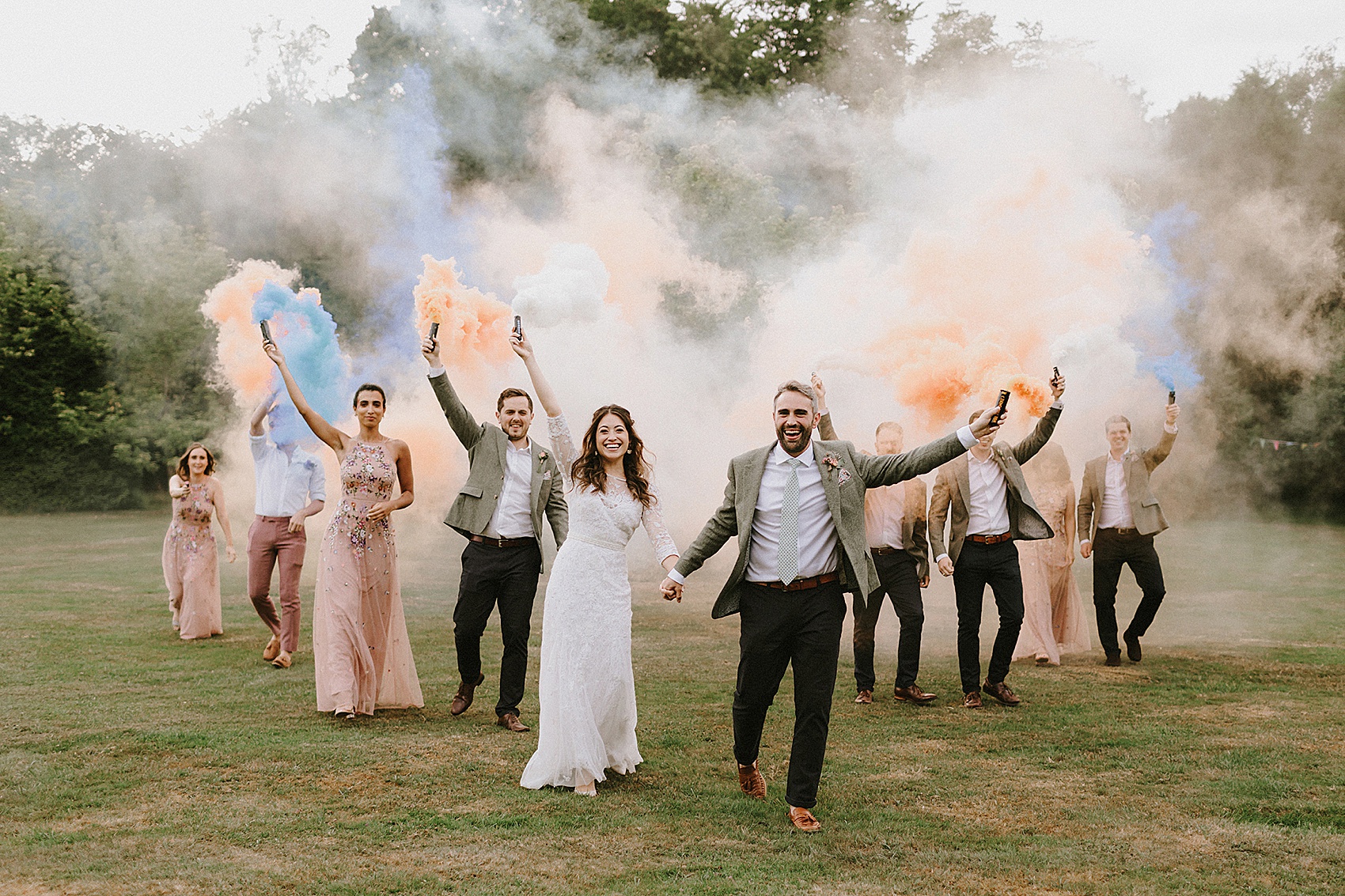 A Festival Wedding With Colourful Smoke Bombs, Wild Flowers + a