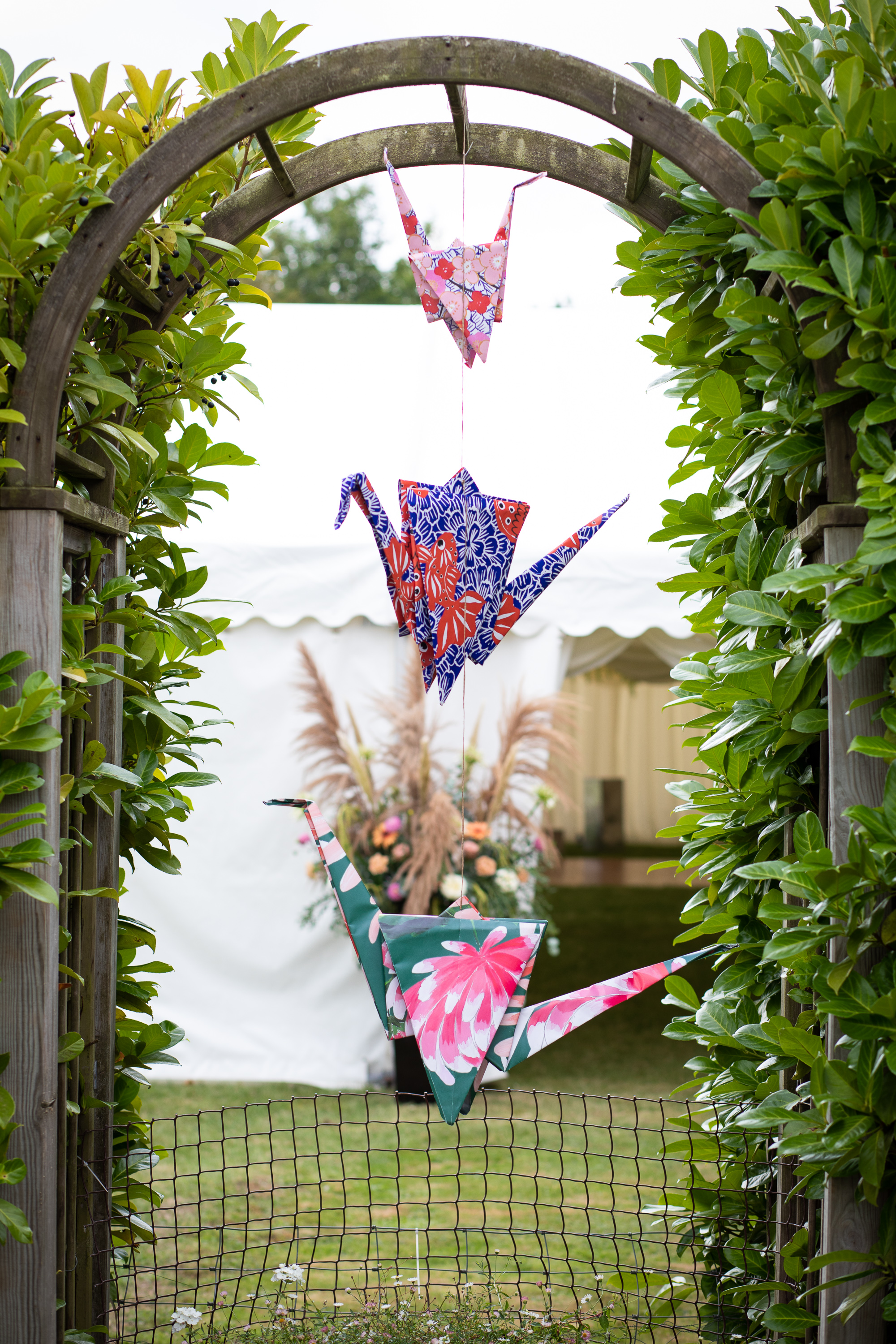 Colourful wedding paper cranes