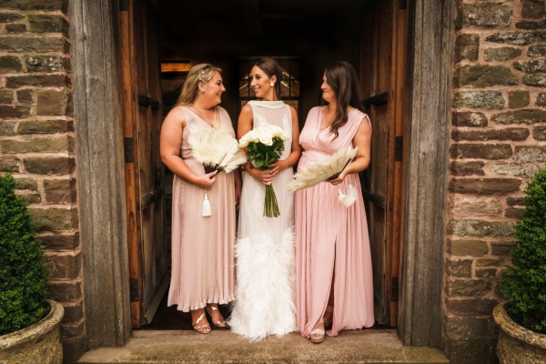A Dewsall Court Wedding for a Glamorous Bride in her Self-Designed, 1960’s Inspired Polka Dot, Beateau Neck, Feather Dress