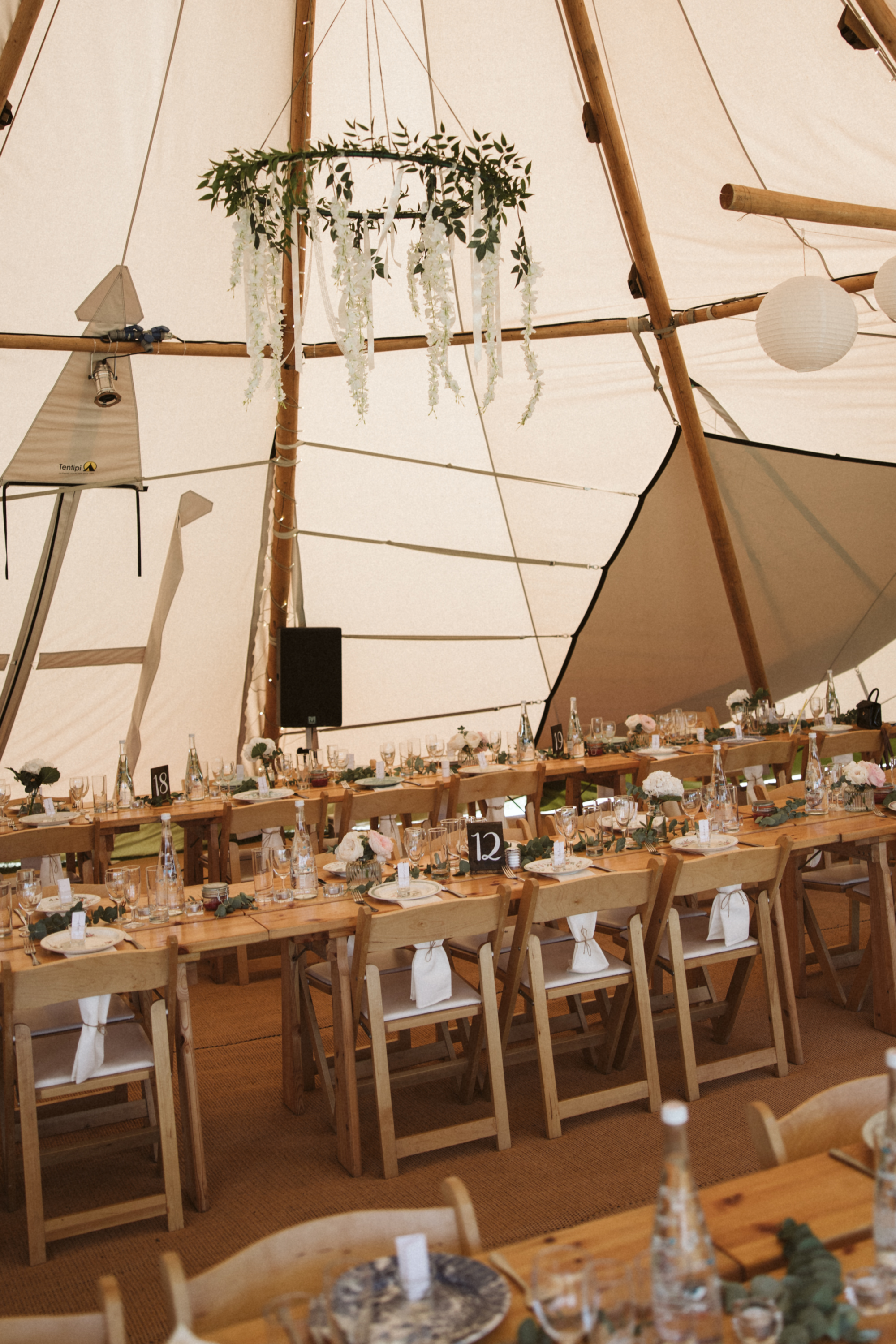 Inside a wedding tipi