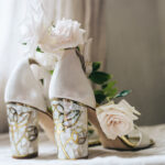 Freya Rose London mother of pearl high heel wedding shoes