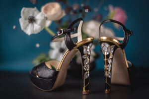 Freya Rose London luxury wedding shoes, mother of pearl wedding shoes