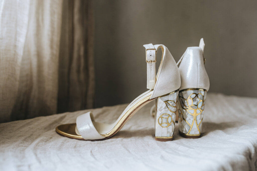 Freya Rose London mother of pearl wedding shoes