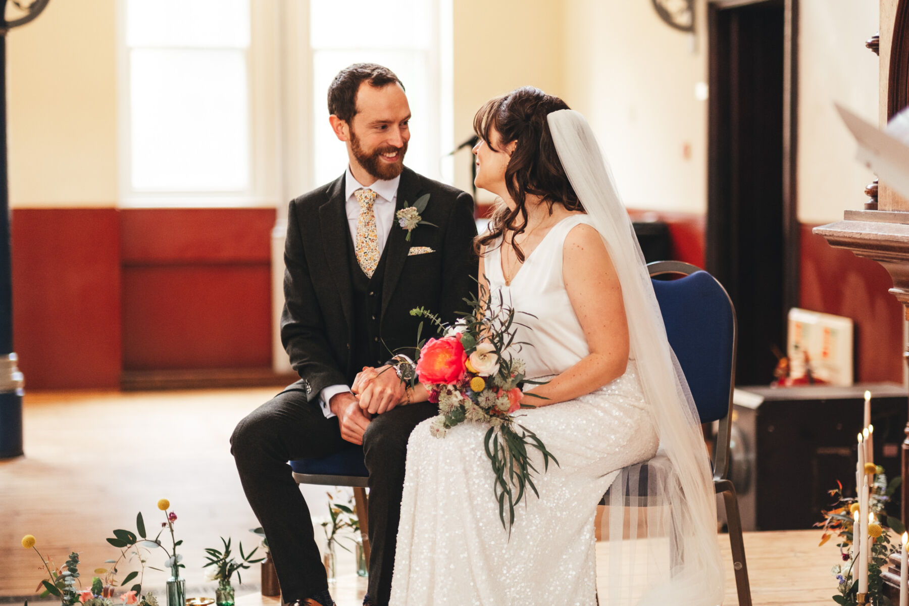 A Belle & Bunty Sequin Bridal Skirt + Yellow Shoes for a Cool + Contemporary East London Wedding 41 Clare Rob LMD 045