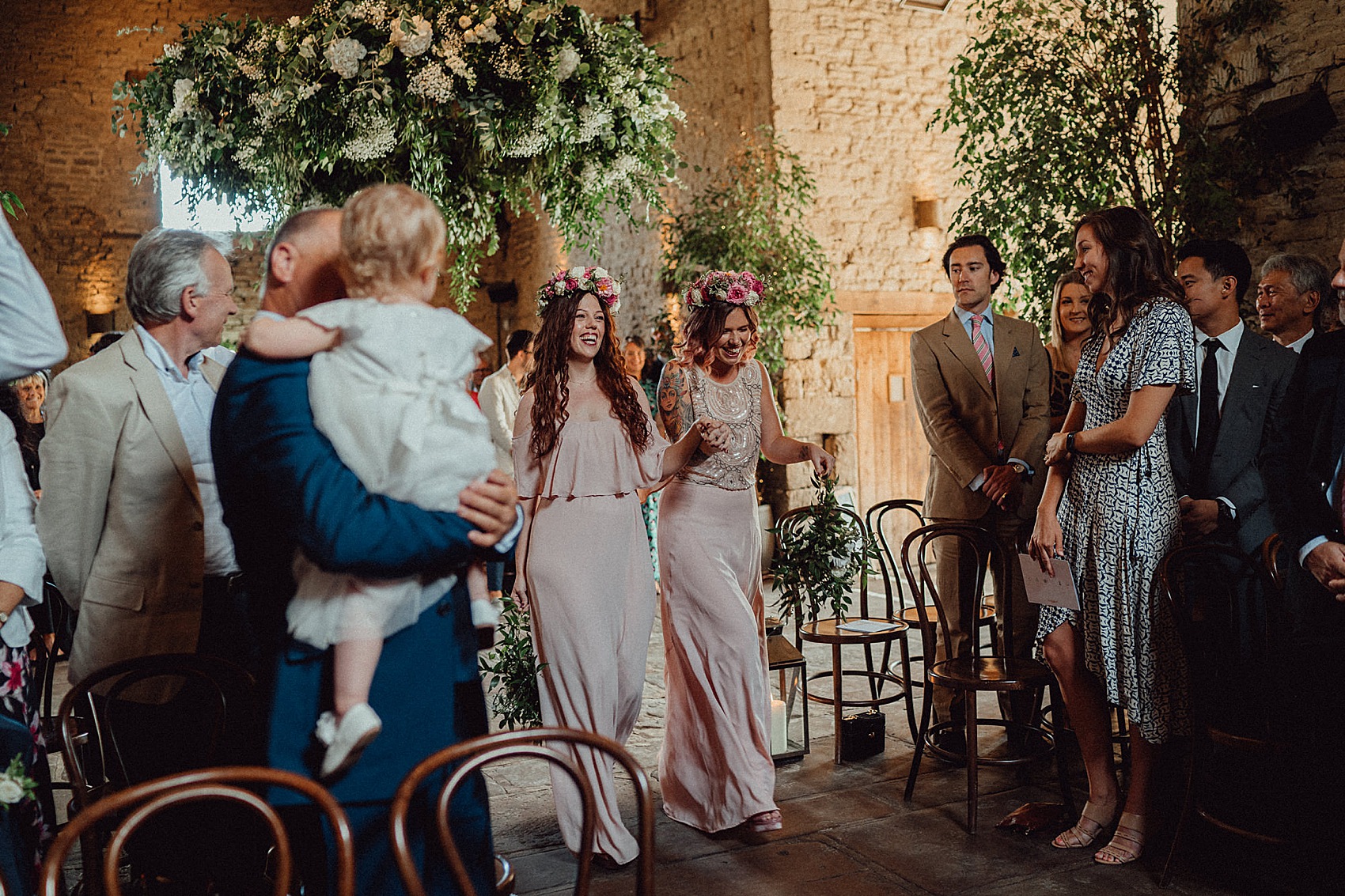 Temperley London bride smokebombs barn wedding 13