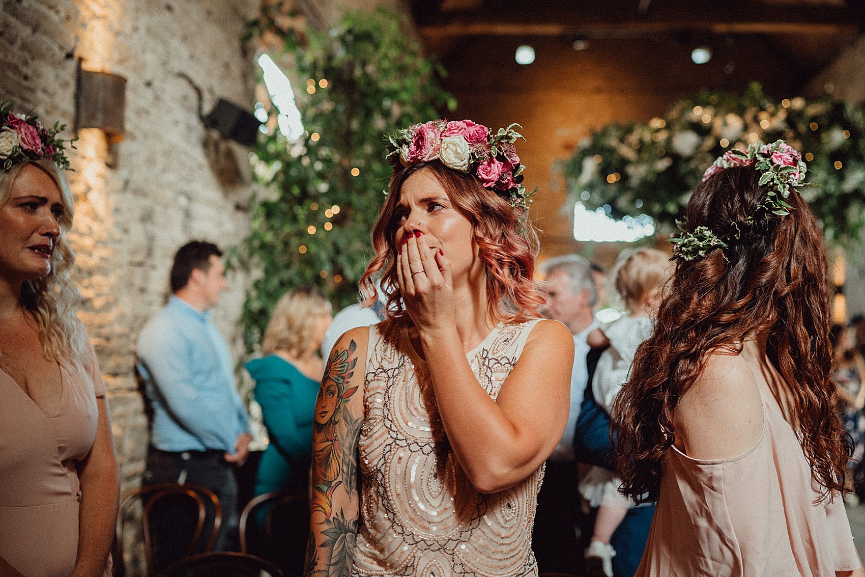 Temperley London bride smokebombs barn wedding 14