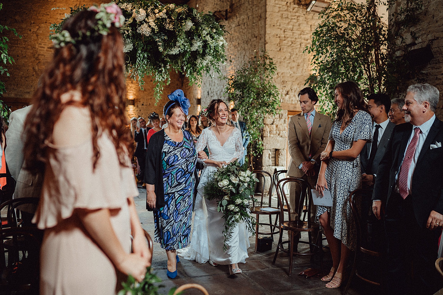 Temperley London bride smokebombs barn wedding 16