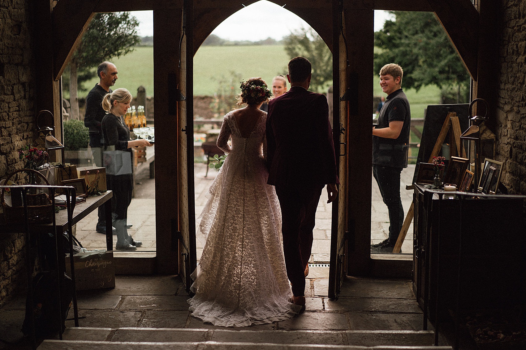 Temperley London bride smokebombs barn wedding 24