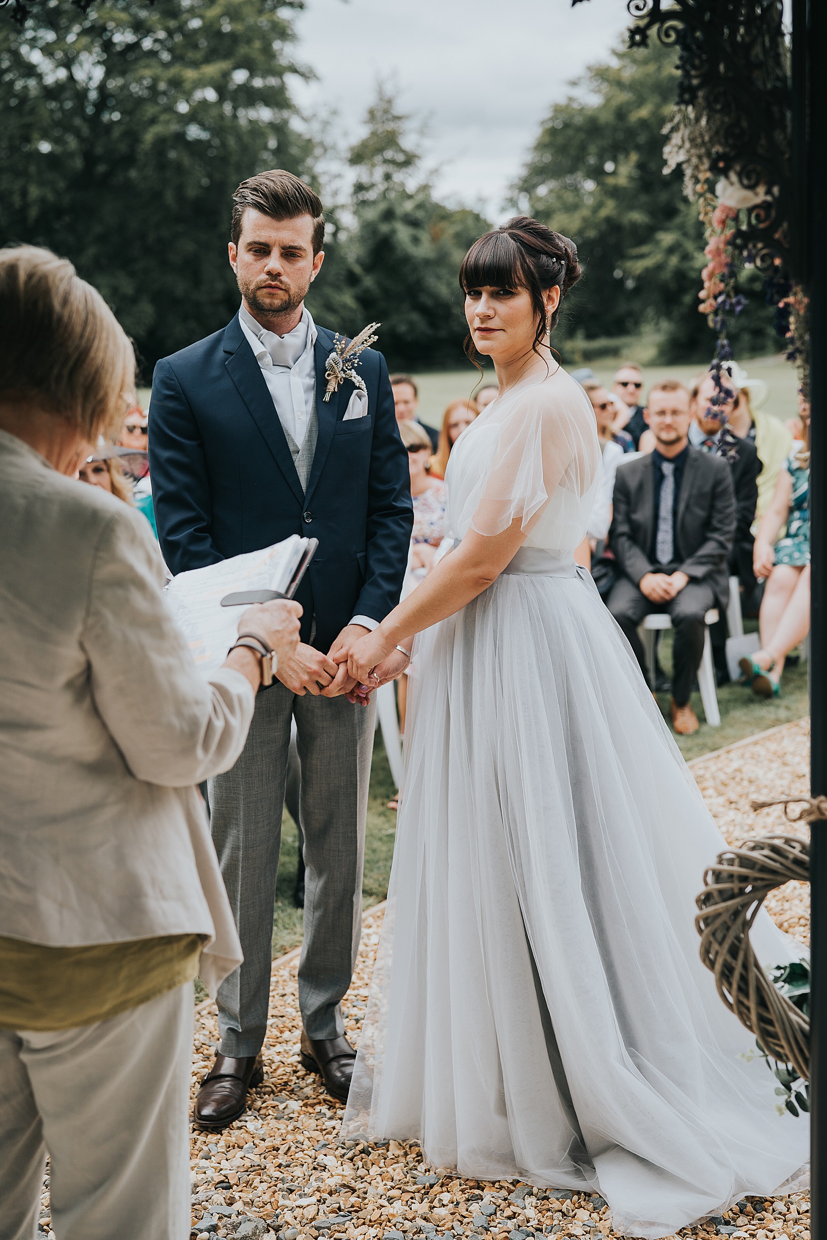 27 Grey tulle wedding dress Suzanne Neville