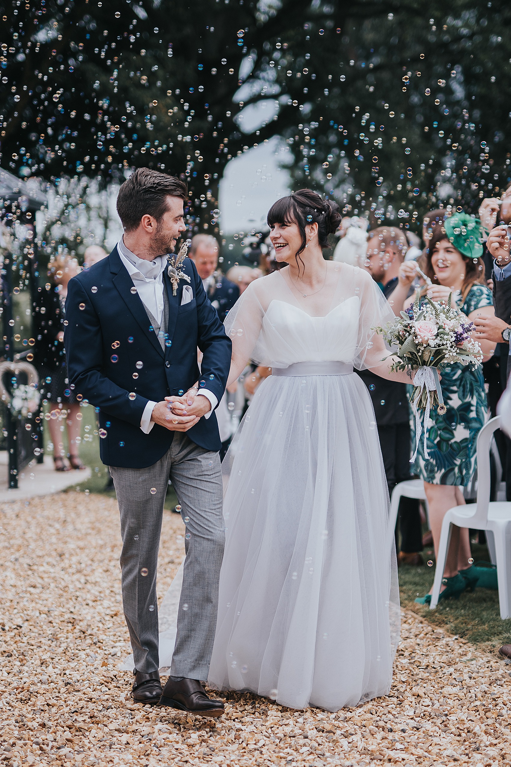 30 Grey tulle wedding dress Suzanne Neville