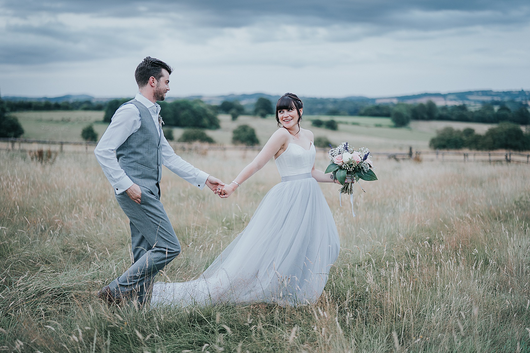 47 Grey tulle wedding dress Suzanne Neville