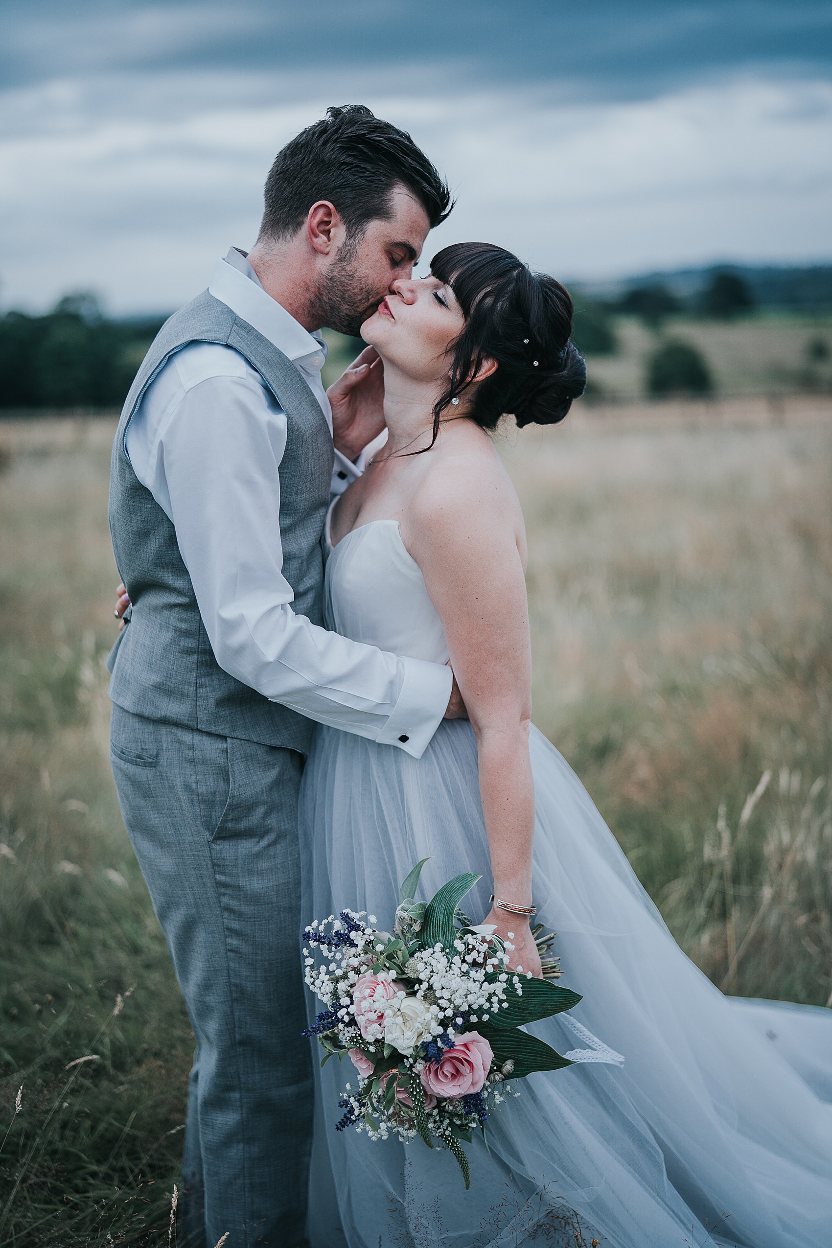 48 Grey tulle wedding dress Suzanne Neville